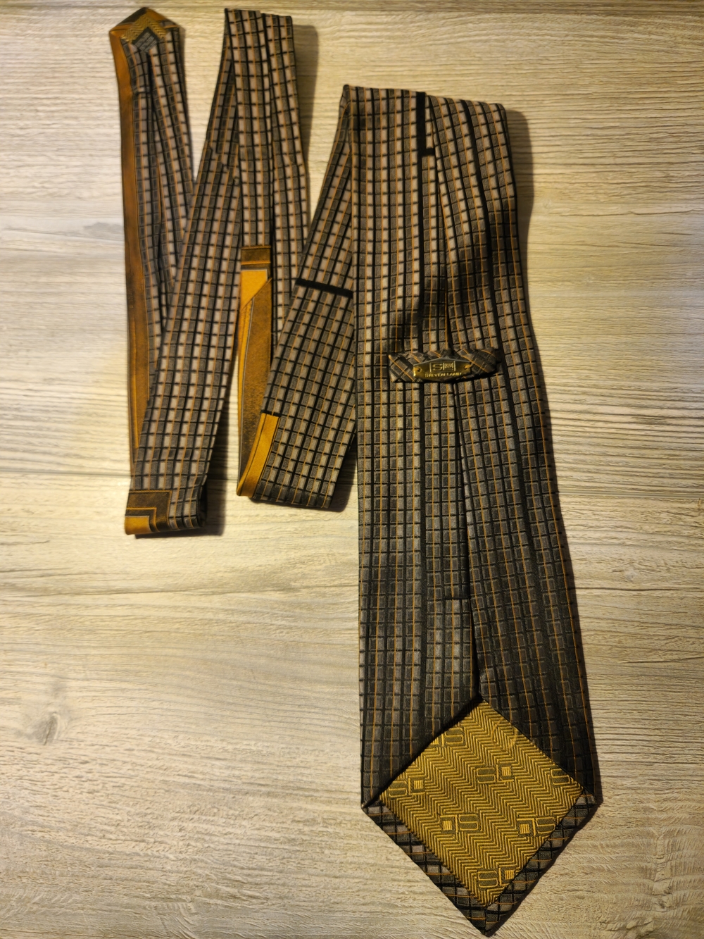 Steven Land Men's Patterned Brown & Gold Tie